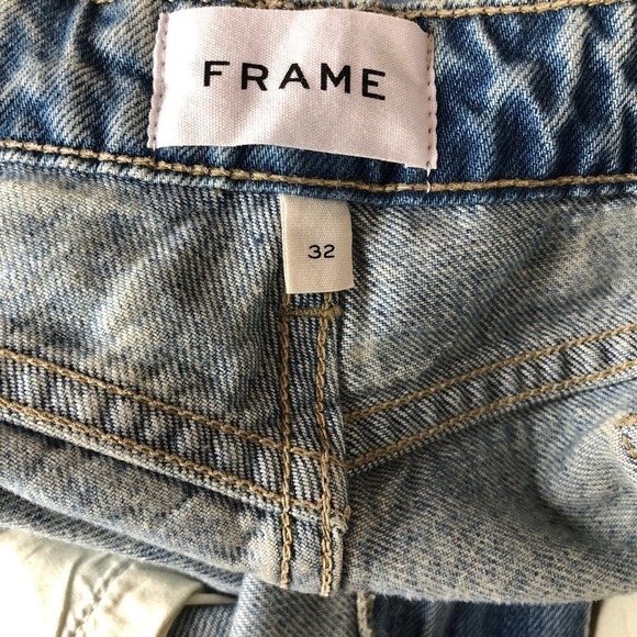 FRAME The Low Boot Jeans Biodegradable Distressed Denim Indigo Summit NWT Sz 32 - Picture 7 of 10